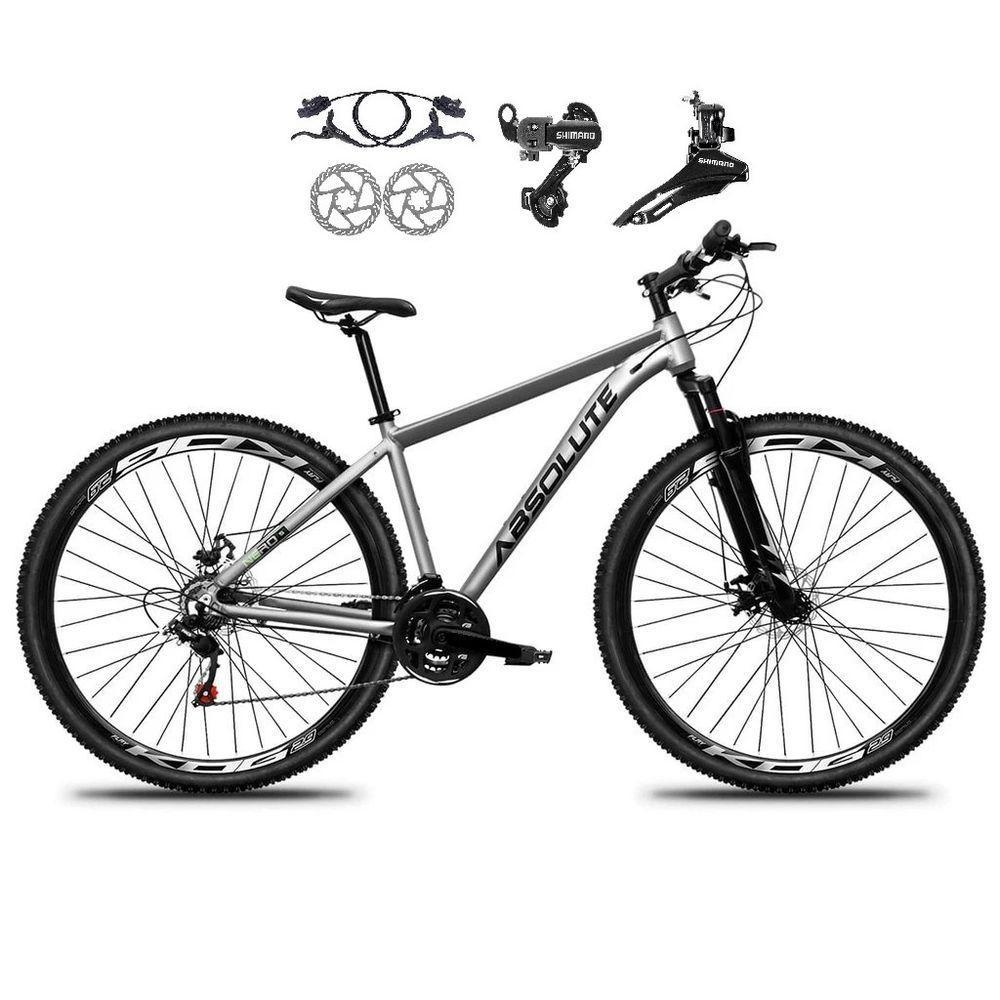 Bicicleta Aro 29 Absolute Nero 5 21v Alumínio Câmbios Shimano Freio Disco Hidráulico Garfo Suspensão - Cinza Tam.19 - 1