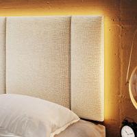 Cabeceira Estofada Iluminação Led Cama Box Solteiro 90 Cm linho Bege - 2