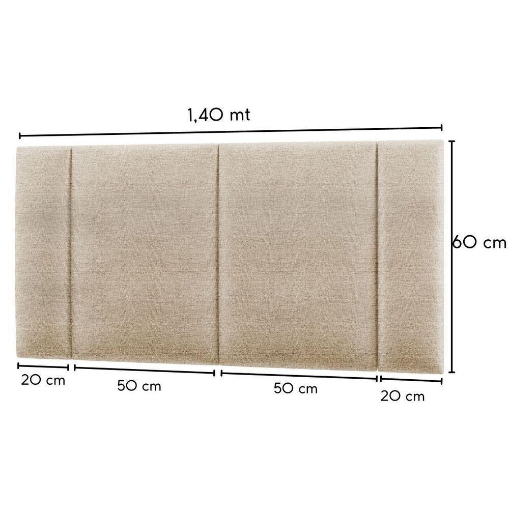 Cabeceira Estofada Iluminação Led Cama Box Casal 140 Cm linho Bege - 6