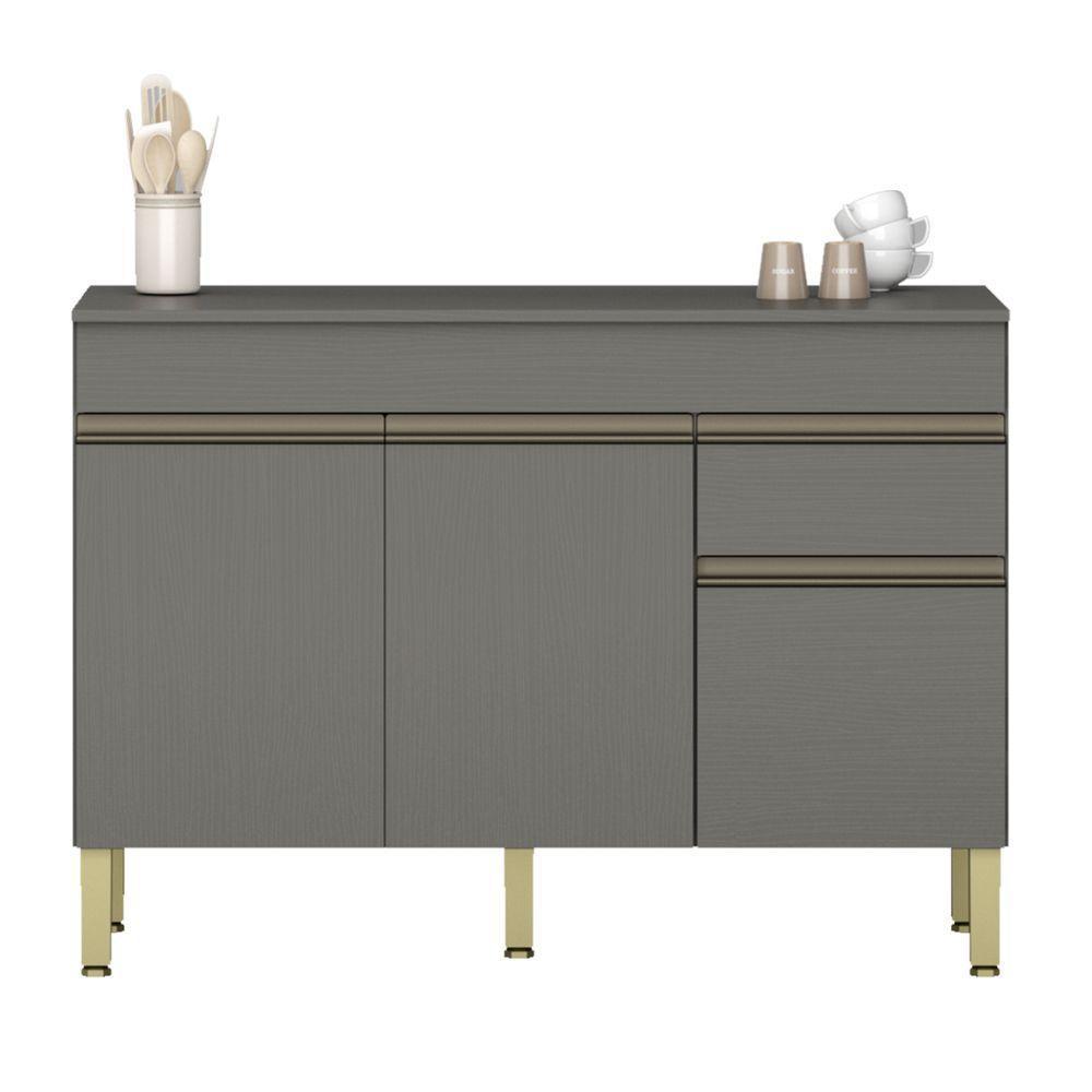 Balcão 3 Portas 1 Gaveta 1200 Line Com Tampo Gris - 1