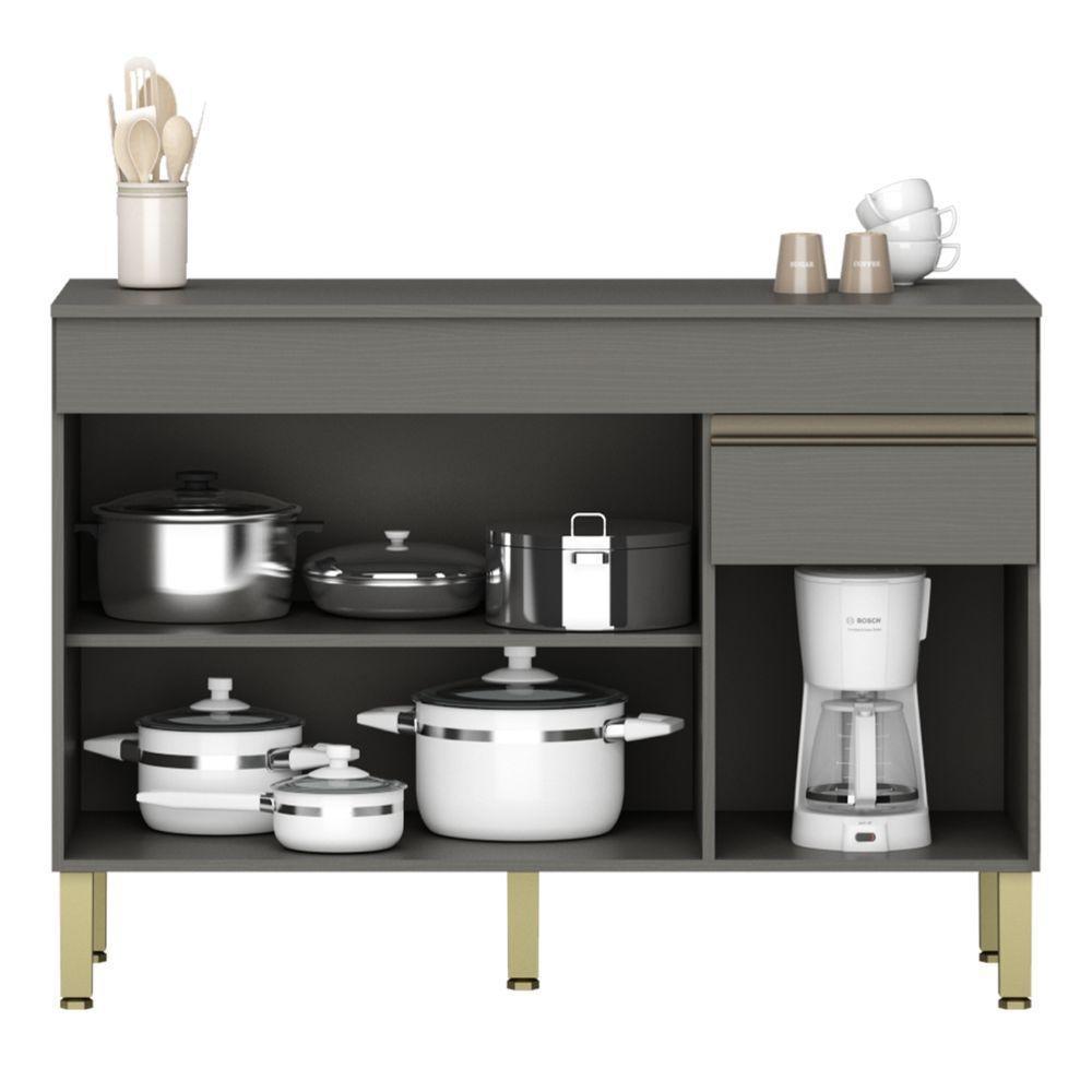 Balcão 3 Portas 1 Gaveta 1200 Line Com Tampo Gris - 3