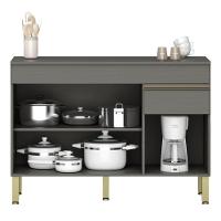 Balcão 3 Portas 1 Gaveta 1200 Line Com Tampo Gris - 3