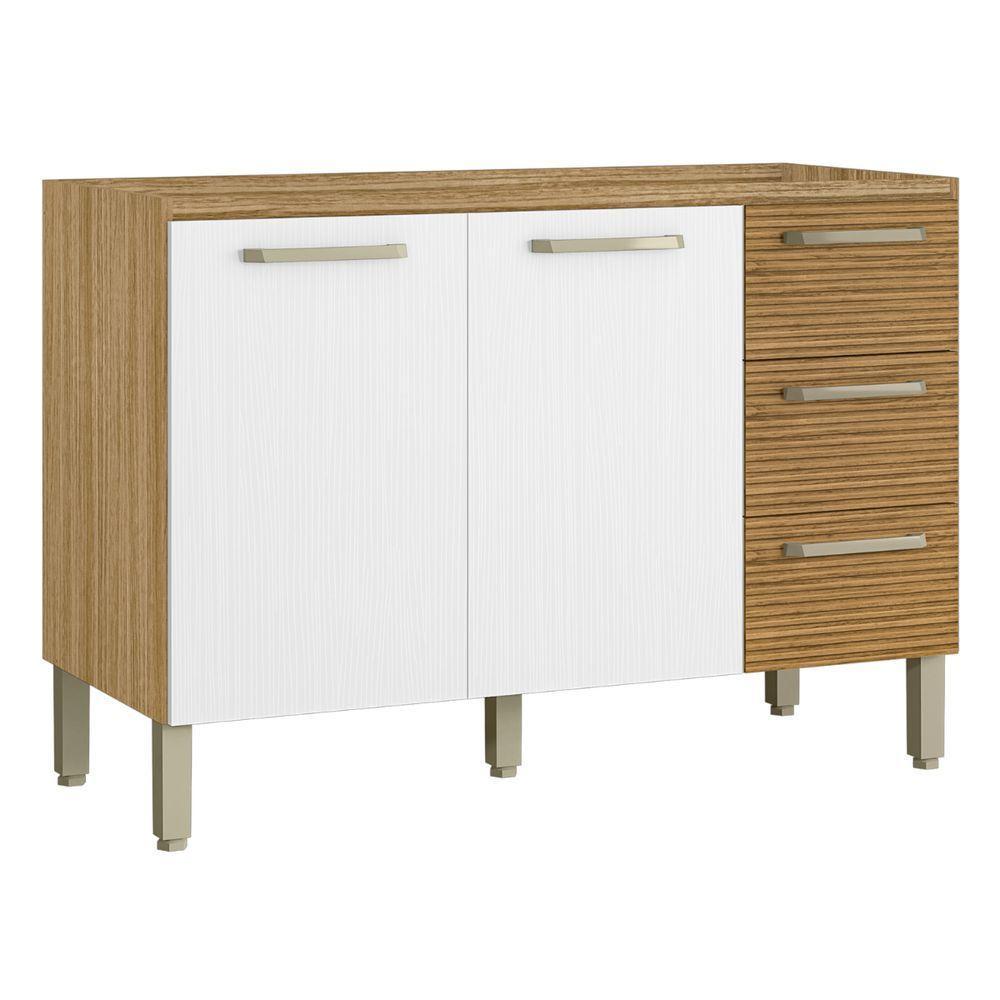 Balcão 2 Portas 3 Gavetas 1200 Ametista Freijo Gris Ripado - 1