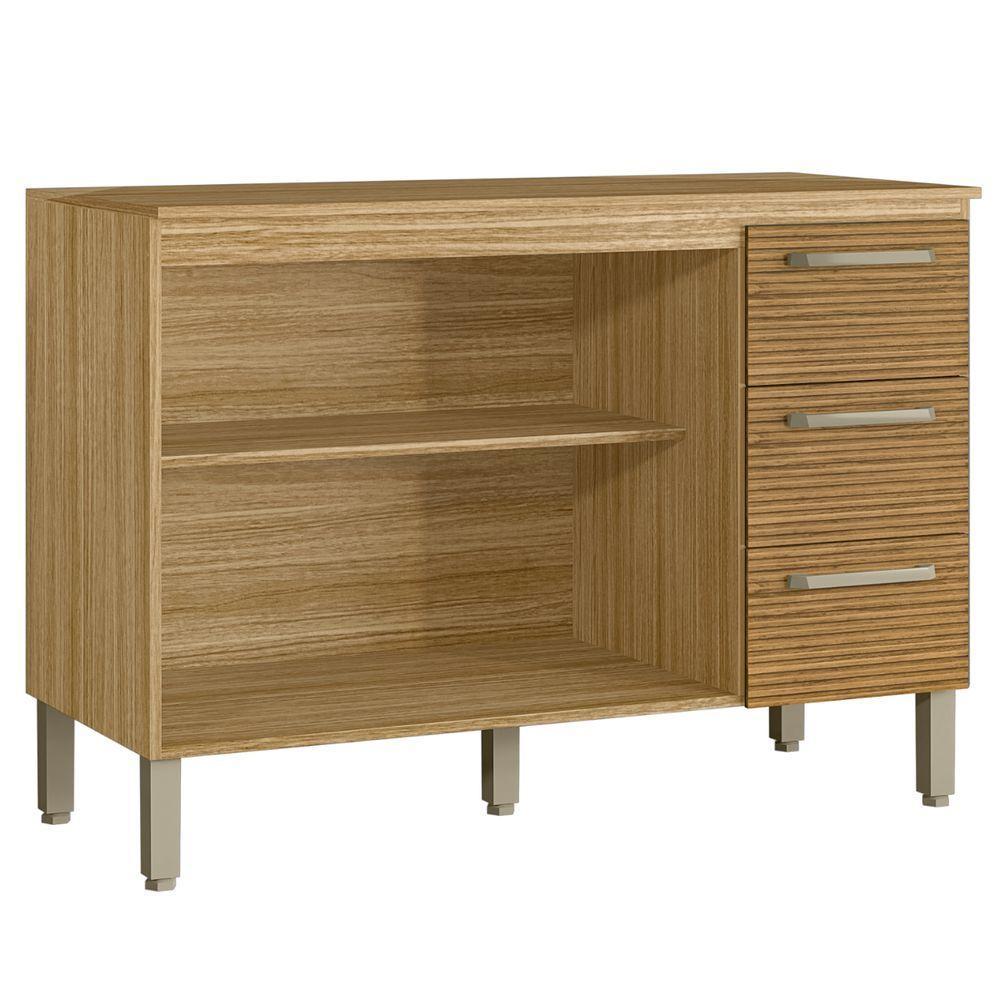 Balcão 2 Portas 3 Gavetas 1200 Ametista Freijo Gris Ripado - 2