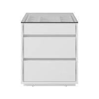Mesa De Cabeceira Quarto Belize 3 Gavetas E Tampo De Vidro Branco - 3