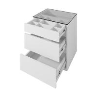 Mesa De Cabeceira Quarto Belize 3 Gavetas E Tampo De Vidro Branco