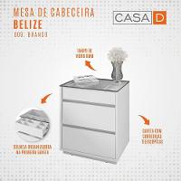 Mesa De Cabeceira Quarto Belize 3 Gavetas E Tampo De Vidro Branco - 6
