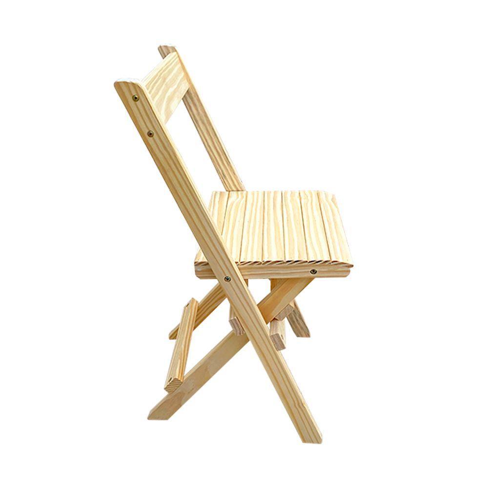 Kit 2 Cadeiras Dobraveis Madeira Padrão Sem Pintura Crua - Cor: Marrom - 5