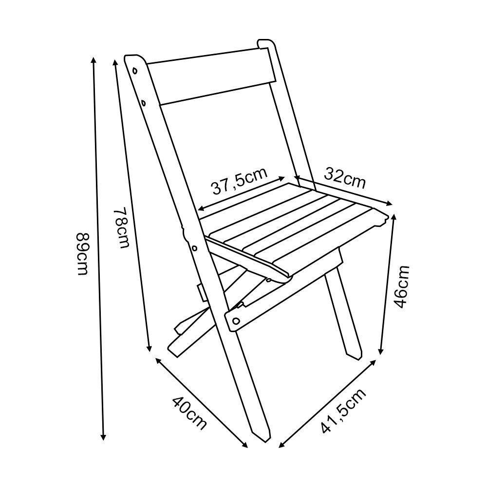 Kit 10 Cadeiras Dobraveis Madeira Padrão Sem Pintura Crua - Cor: Marrom - 2