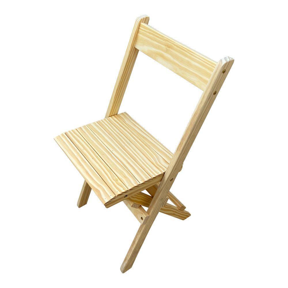 Kit 10 Cadeiras Dobraveis Madeira Padrão Sem Pintura Crua - Cor: Marrom - 3