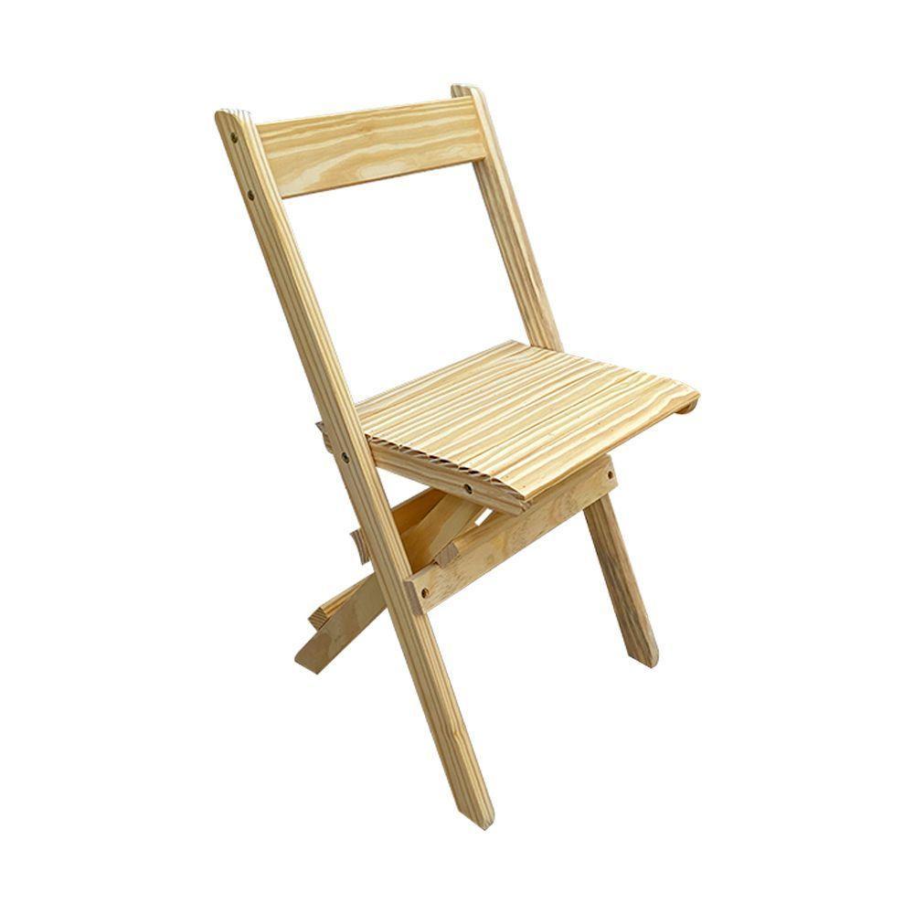 Kit 10 Cadeiras Dobraveis Madeira Padrão Sem Pintura Crua - Cor: Marrom - 6