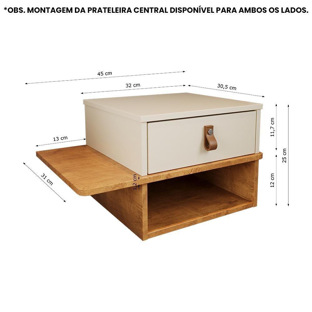 Mesa De Cabeceira Basco Com 1 Gaveta Nature/perola - 7
