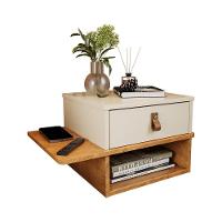 Mesa De Cabeceira Basco Com 1 Gaveta Nature/perola - 2