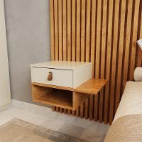 Mesa De Cabeceira Basco Com 1 Gaveta Nature/perola - 3