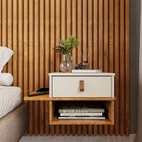 Mesa De Cabeceira Basco Com 1 Gaveta Nature/perola