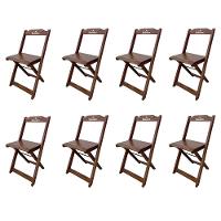 Kit 8 Cadeiras Dobráveis Madeira Personalizada Hei Imbuia - Cor: Marrom - 1