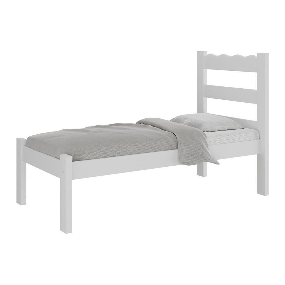Cama De Solteiro Madeira Maciça Com Colchão Incluso Multimóveis Branco - 4