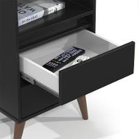 Kit 2 Mesa De Cabeceira Roma Quarto Com 2 Gavetas Preto - 3