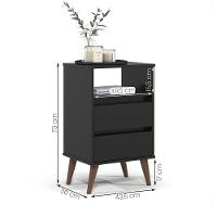 Kit 2 Mesa De Cabeceira Roma Quarto Com 2 Gavetas Preto - 4