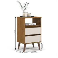 Kit 2 Mesa De Cabeceira Roma Quarto Com 2 Gavetas Freijo/off White - 4