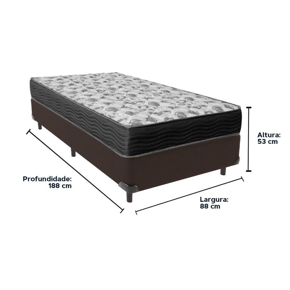 Cama Ortobom Solteiro Box Marrom E Colchão Iso100 Espuma D33. - 2