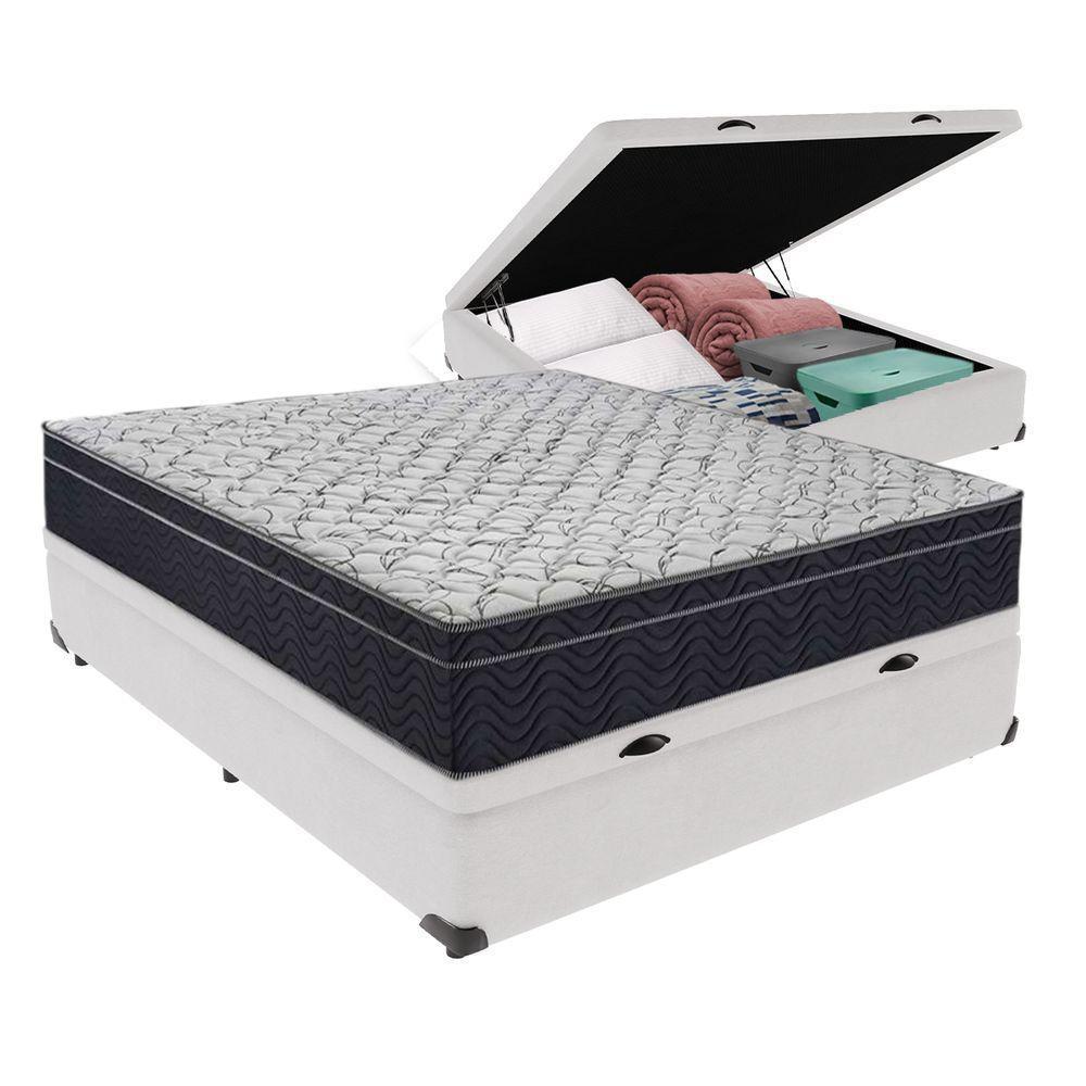 Cama Box Baú Branco Casal Colchão Víuvo Ortobom Extra Firme - 1