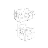 Jogo De Sofá Madeira Maciça Liz 3 Lugares E 2 Poltronas Multimóveis Floral Cinza - 2