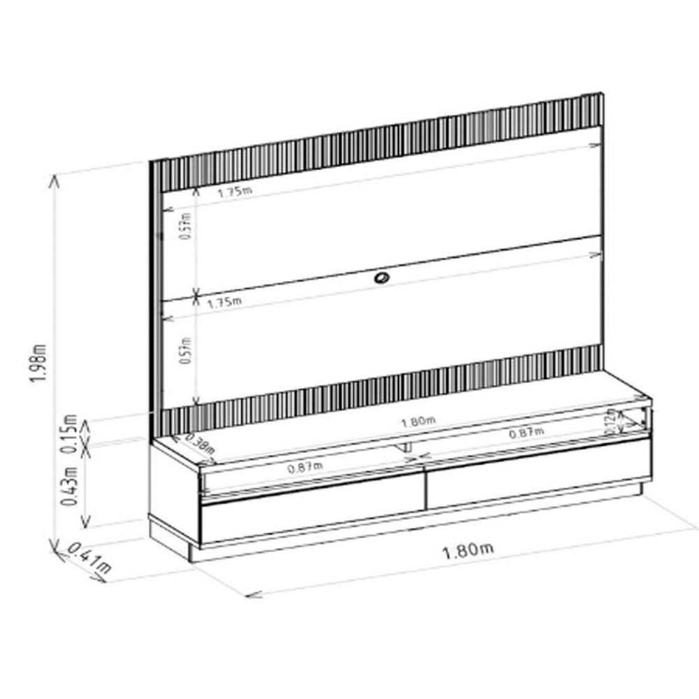 Rack Com Painel Modulado Para Tv Até 70 Polegadas Ripado Paulina Tauari/off White Fosco - 3