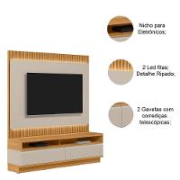 Rack Com Painel Modulado Para Tv Até 70 Polegadas Ripado Paulina Tauari/off White Fosco - 6