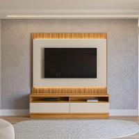 Rack Com Painel Modulado Para Tv Até 70 Polegadas Ripado Paulina Tauari/off White Fosco - 9