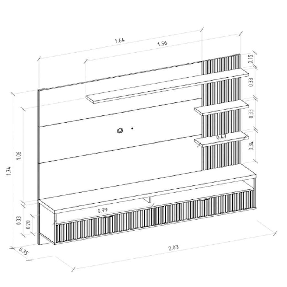 Painel Para Tv Até 65\" Ripado 2 Portas Com Nicho Marianne Freijo/off White - 2