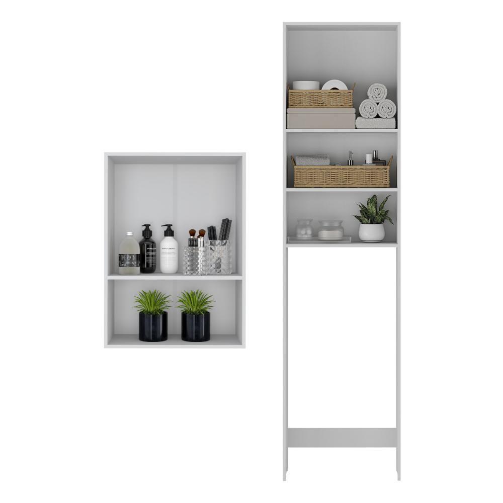 Kit Armário Lavanderia E Banheiro Para Vaso Sanitário Multimóveis Mp5056 Branco Branco - 2