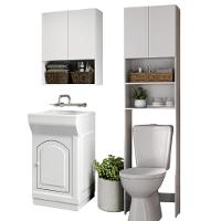 Kit Armário Lavanderia E Banheiro Para Vaso Sanitário Multimóveis Mp5056 Branco Branco - 1