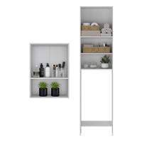 Kit Armário Lavanderia E Banheiro Para Vaso Sanitário Multimóveis Mp5056 Branco Branco - 2