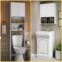 Kit Armário Lavanderia E Banheiro Para Vaso Sanitário Multimóveis Mp5056 Branco Branco - 4