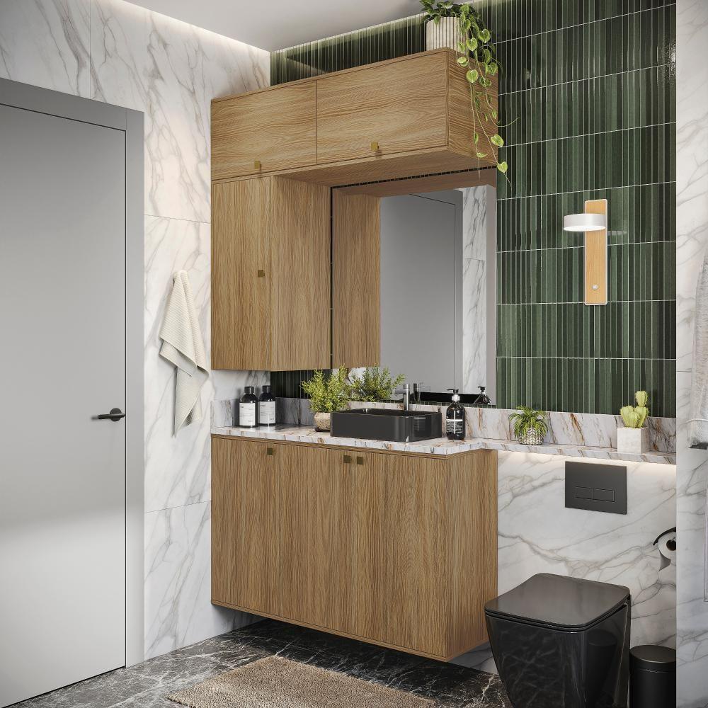 Conjunto Para Banheiro Kappesberg Celeste 4 Peças Nogueira 120cm - 1