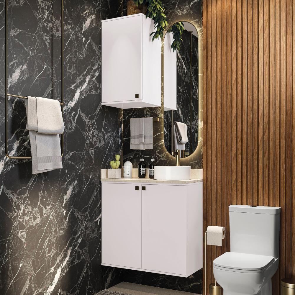 Conjunto Para Banheiro Com Aéreo Kappesberg Celeste 2 Peças Branco 80cm - 1