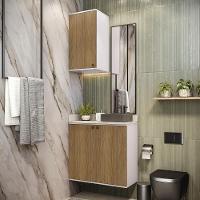 Conjunto Para Banheiro Com Aéreo Kappesberg Celeste 2 Peças Branco/nogueria 80cm - 1