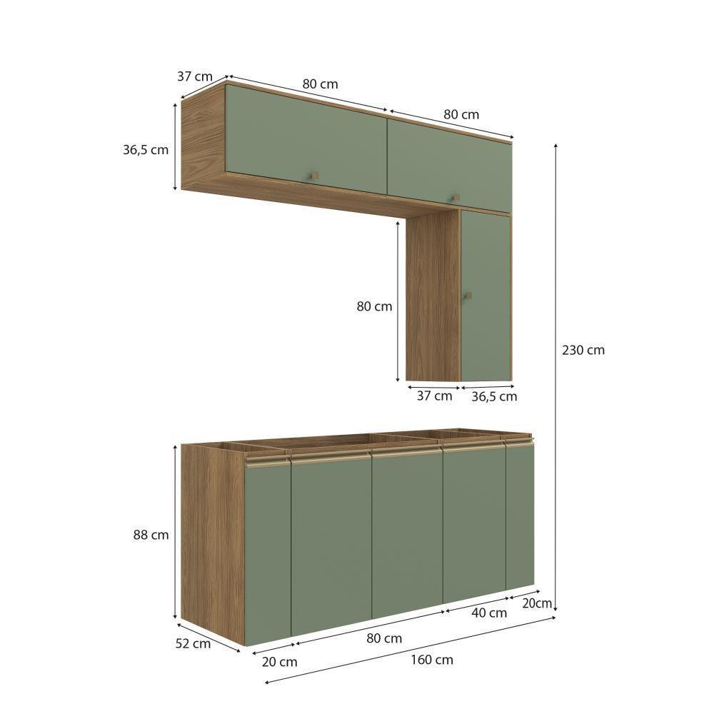 Conjunto Para Banheiro Kappesberg Celeste 7 Peças Nogueira/verde 160cm - 2