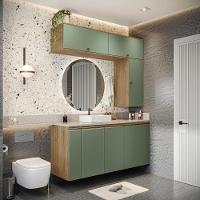 Conjunto Para Banheiro Kappesberg Celeste 7 Peças Nogueira/verde 160cm - 1