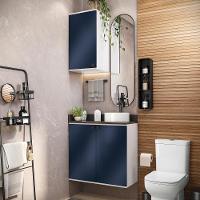 Conjunto Para Banheiro Com Aéreo Kappesberg Celeste 2 Peças Branco/azul 80cm - 1