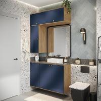 Conjunto Para Banheiro Kappesberg Celeste 4 Peças Nogueira/azul 120cm - 1