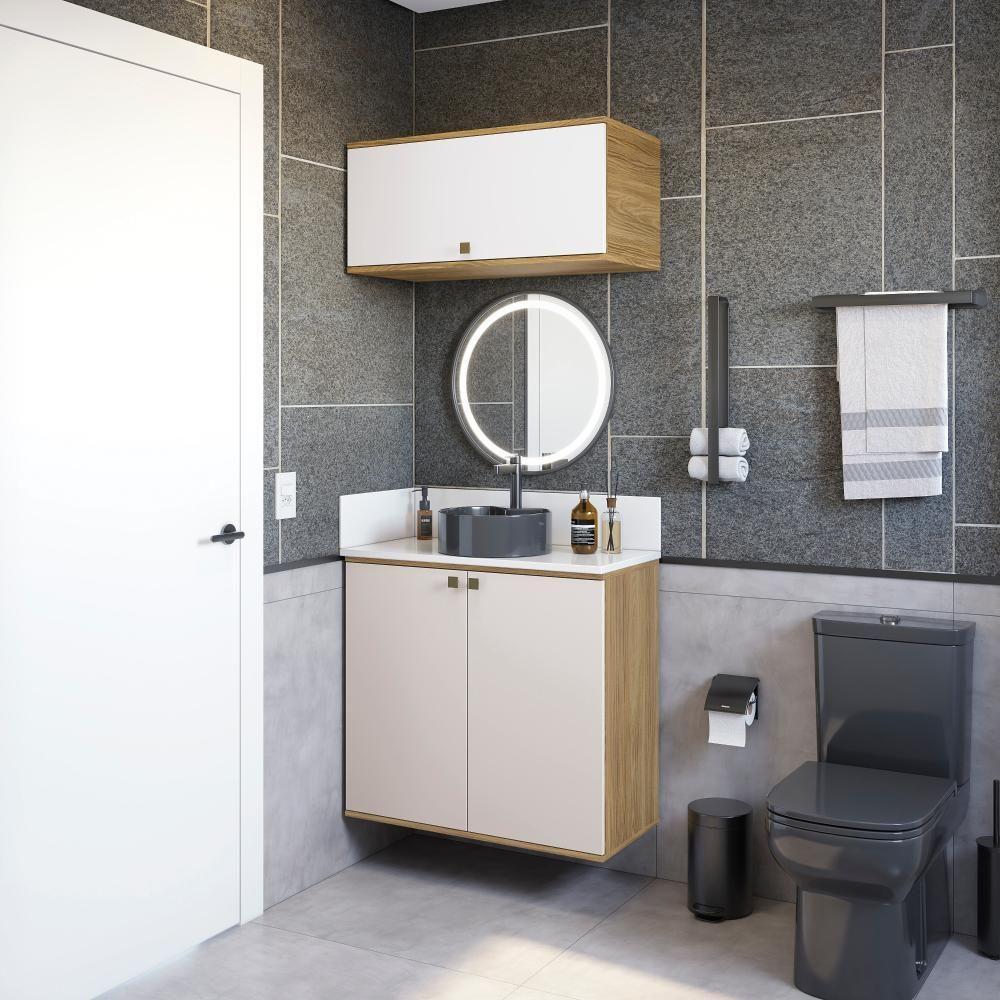 Conjunto Para Banheiro Com Basculante Kappesberg Celeste 2 Peças Nogueira/branco 80cm - 1