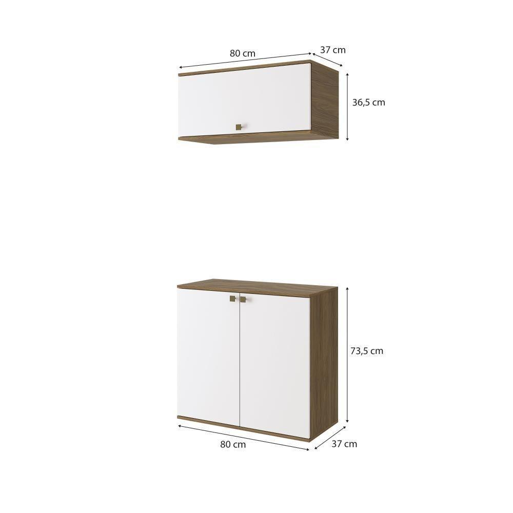 Conjunto Para Banheiro Com Basculante Kappesberg Celeste 2 Peças Nogueira/branco 80cm - 2