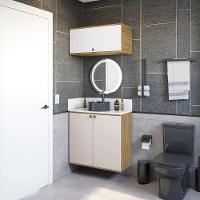 Conjunto Para Banheiro Com Basculante Kappesberg Celeste 2 Peças Nogueira/branco 80cm - 1