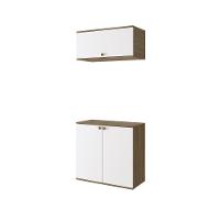 Conjunto Para Banheiro Com Basculante Kappesberg Celeste 2 Peças Nogueira/branco 80cm