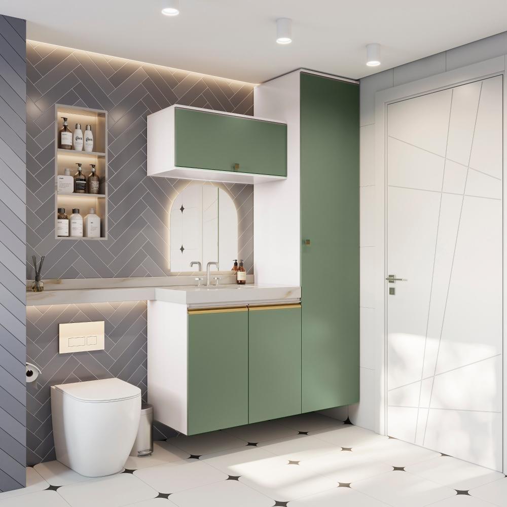 Conjunto Para Banheiro Kappesberg Celeste 3 Peças Branco/verde 130cm - 1