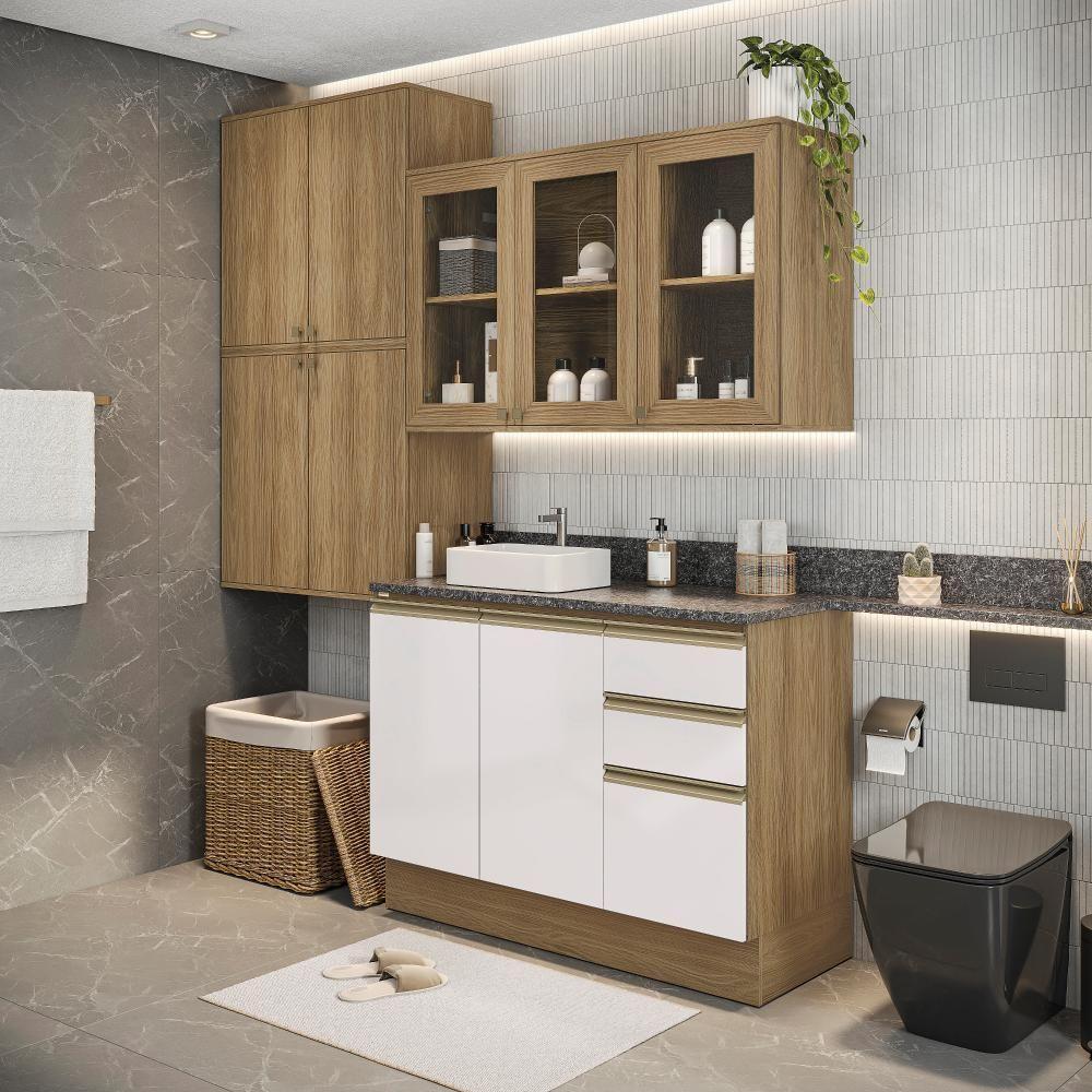 Conjunto Para Banheiro Kappesberg Celeste 4 Peças Nogueira/branco 200cm - 1