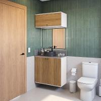 Conjunto Para Banheiro Com Basculante Kappesberg Celeste 2 Peças Branco/nogueira 80cm - 1