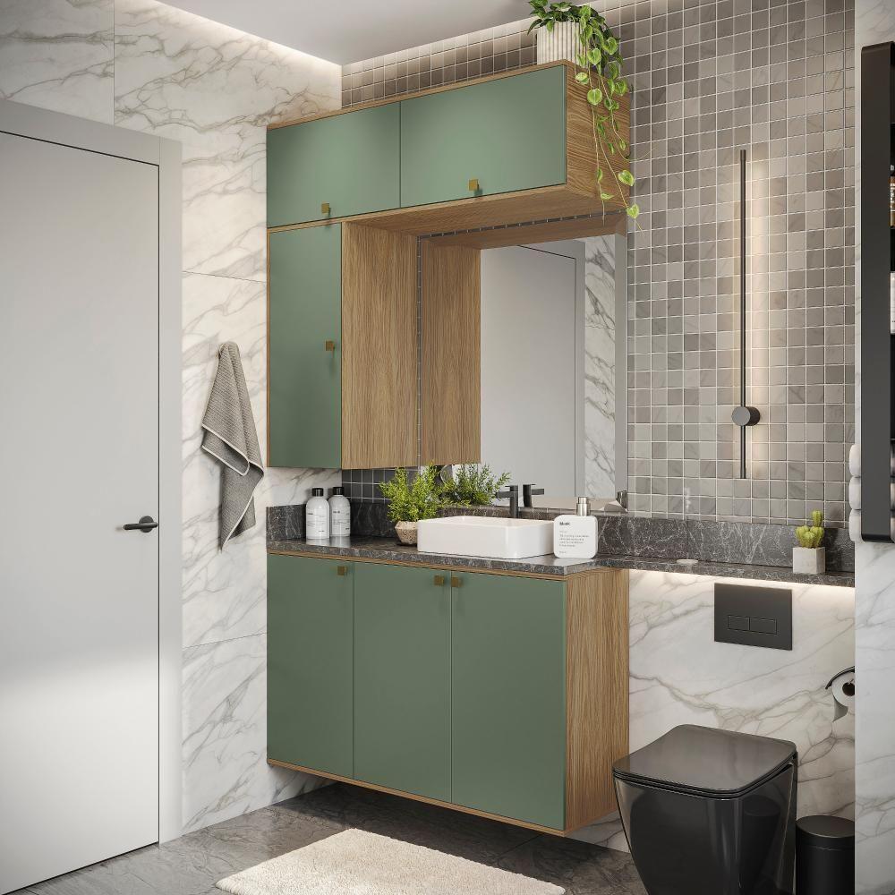 Conjunto Para Banheiro Kappesberg Celeste 4 Peças Nogueira/verde 120cm - 1